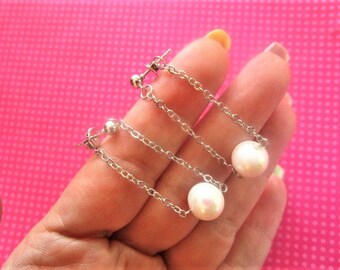 Pearl chain ear jackets