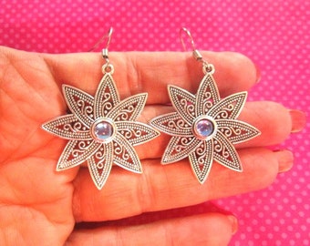 Bali sun stone silver earrings