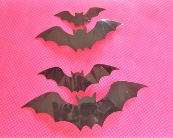 Black bat vinyl hair clips SET OF 4