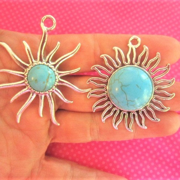 Turquoise sun pendants -SET OF 2