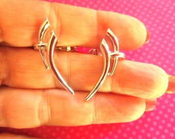 Double horn bar ear climber cuffs