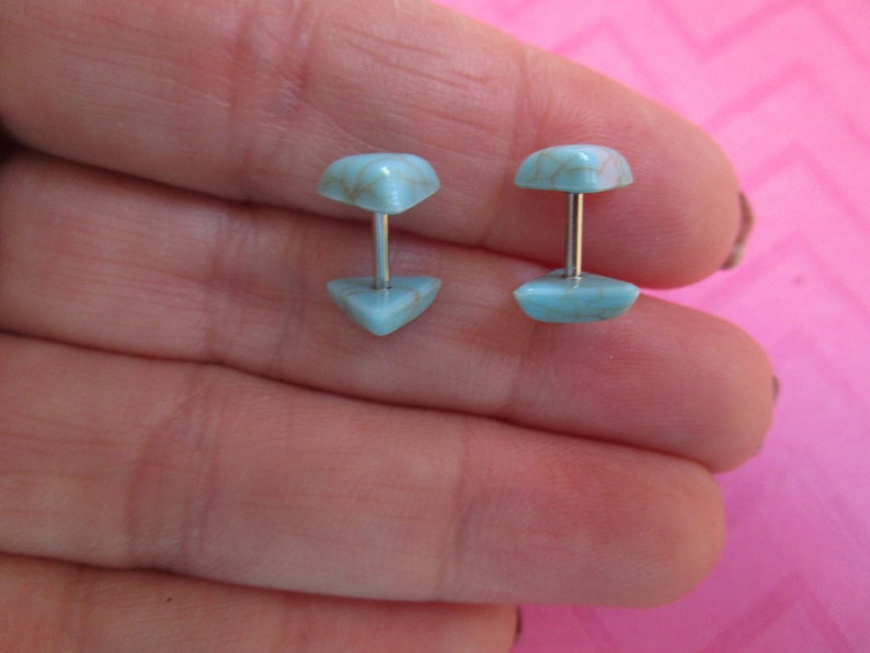 Turquoise fake plug earrings Etsy