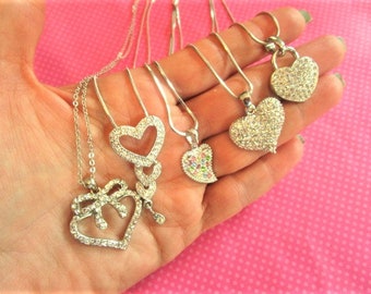 Vintage crystal heart necklace