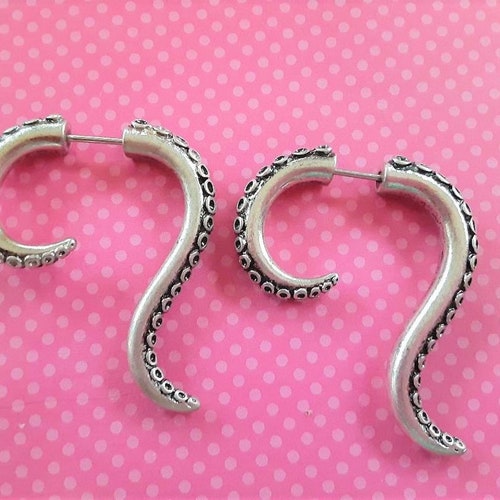 Octopus Tentacle Fake Plug 3D Earrings Etsy