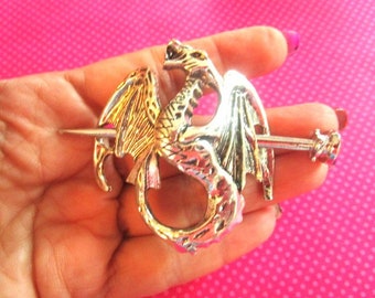 Dragon silver hair stick