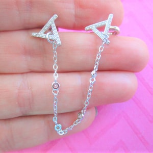 Crystal triangle  chain ear cuff