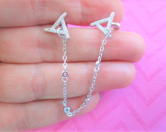 Crystal triangle  chain ear cuff