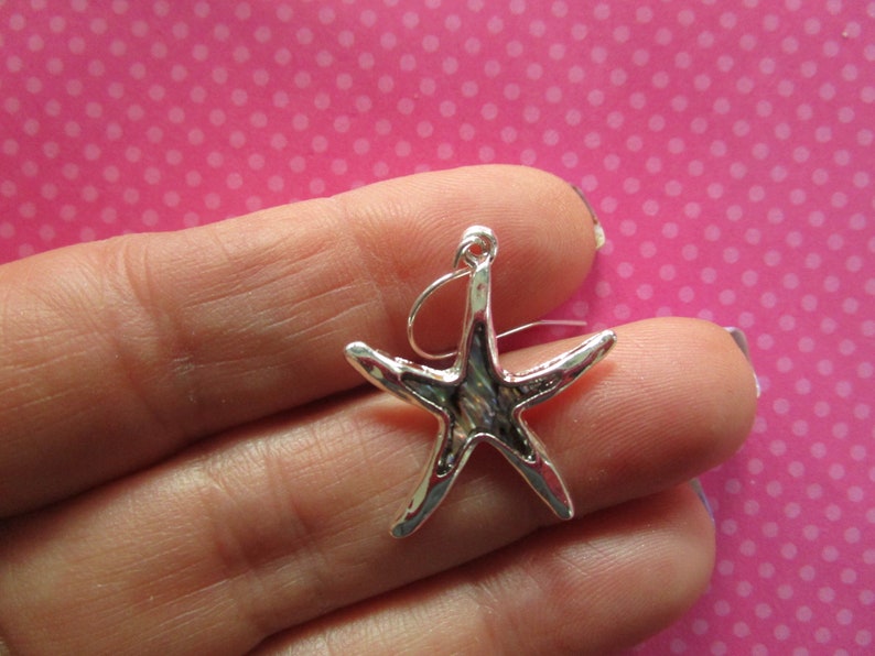 Abalone shell or blue glitter starfish earrings