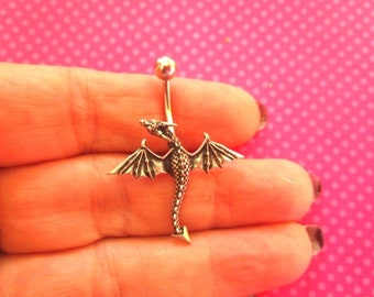 Dragon silver or gold moon bronze belly ring