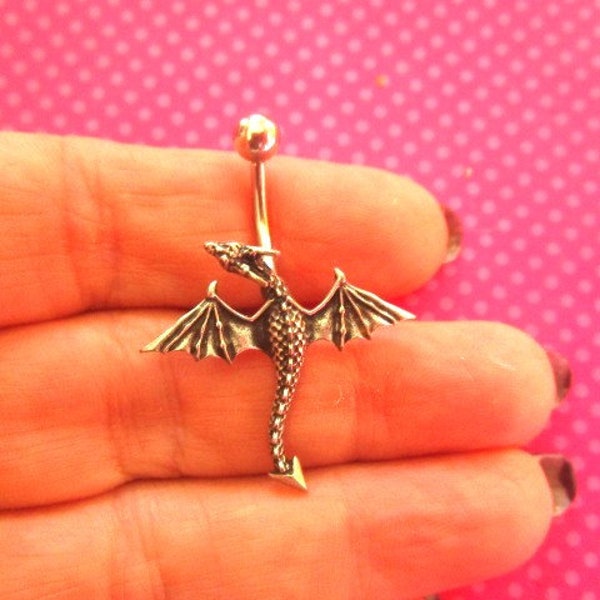 Dragon silver or gold moon bronze belly ring