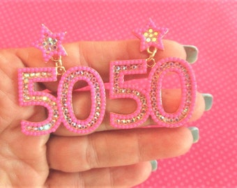 Big 50, 40 or 21 star earrings