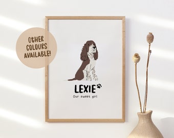 Custom Springer Spaniel Print | Personalised Dog Name Art Print | Cute Dog Mum Gift | Dog Lover Home Decor | Dog Mom Dog Dad Wall Hanging