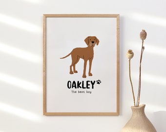 Custom Vizsla Print | Personalised Dog Name Art Print | Cute Dog Mum Gift | Dog Lover Home Decor | Dog Mom Dog Dad Wall Art Hanging