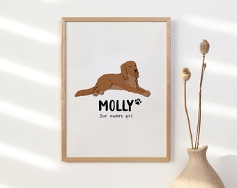 Custom Irish Red Setter Print | Personalised Dog Name Art Print | Cute Dog Mum Gift | Dog Lover Home Decor | Dog Mom Dog Dad Wall Hanging