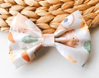 Hoppy Easter Bow Tie | Cute Easter Bunny Dog Bow | Spring Chick Carrot Bow Tie | Easter Egg Print | Slip On Pet Neckwear | Puppy Accessories