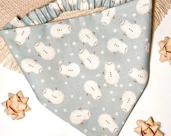 Feeling Frosty | Christmas Snowman Dog Bandana | Festive Snow Scrunchie Bandana | Slip On Style Dog Scarf | Cat Bandana | Pet Neckwear Gift