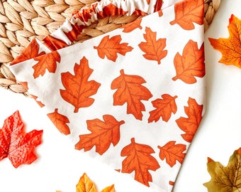 Falling For You | Autumn Leaves Dog Bandana | Fall Halloween Scrunchie Bandana | Dog Scarf | Cat Bandana | Pet Neckwear | Puppy Accessory