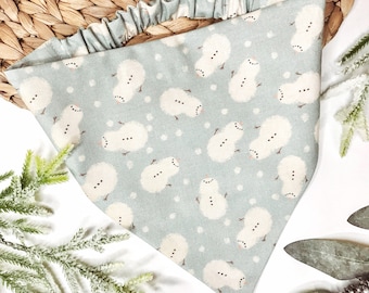 Feeling Frosty | Christmas Snowman Dog Bandana | Festive Snow Scrunchie Bandana | Slip On Style Dog Scarf | Cat Bandana | Pet Neckwear Gift