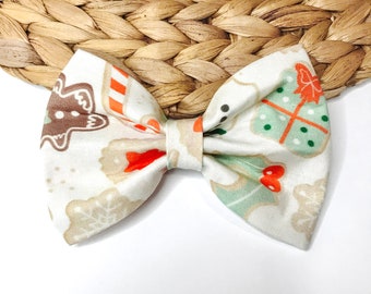 Christmas Treats Pet Bow Tie | Cute Velcro Dog Bow tie | Santa Cookies Cat Bow Tie | Festive Pet Neckwear | Puppy Accessory | Dog Lover Gift