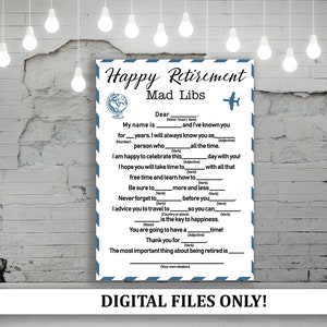 Happy Retirement Games, Mad Libs Retirement Party Game, Retirement Party Favors Madlibs, Great Retirement Party Ideas, DIGITAL FILE