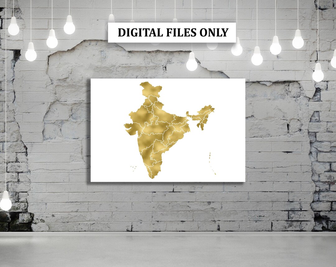 Gold India Map, Watercolor India Gold, Printable Instant Download - Etsy