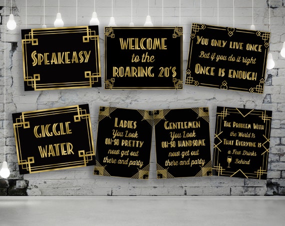 7 Great Gatsby Party Signs Bundle, Great Gatsby Decoration, Gatsby Party  Signs, Art Deco Party, Roaring 20s Party Decorations, DIGITAL FILES 