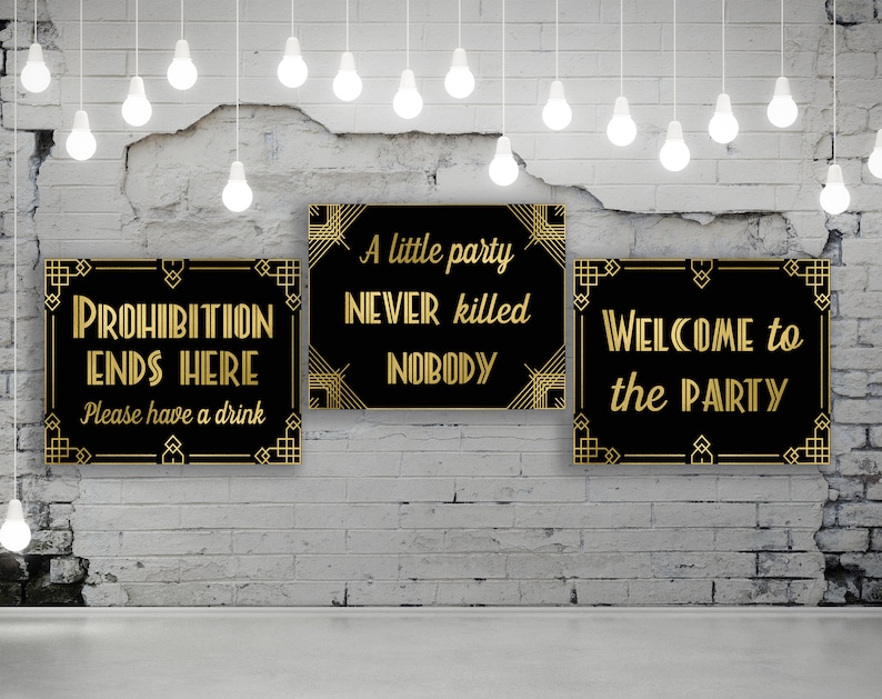 7 great gatsby decorations bundle, Great Gatsby, Great Gatsby party signs, Roaring 20s party decorations, Art deco party, DIGITAL FILES image 6