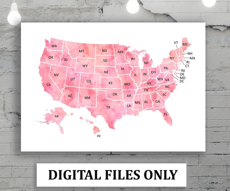 Big Pink USA Map With States Initials - Il 794xN.4985217123 Axgy 