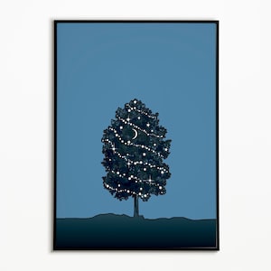 Le 16 September,Rene Magritte,Printable Art,Tree with Cresent Moon,Nature Art,Wall Decore,Diy Print,Digital Print,Christmas,Xmas Home Decor,