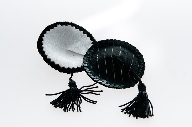 Pinstripe pasties with sequins tassels image 3