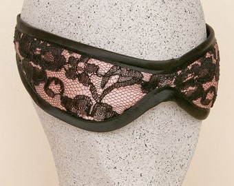 black pink blindfold with lace blindfold