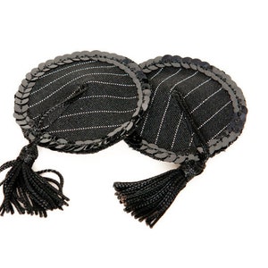Pinstripe pasties with sequins tassels image 1
