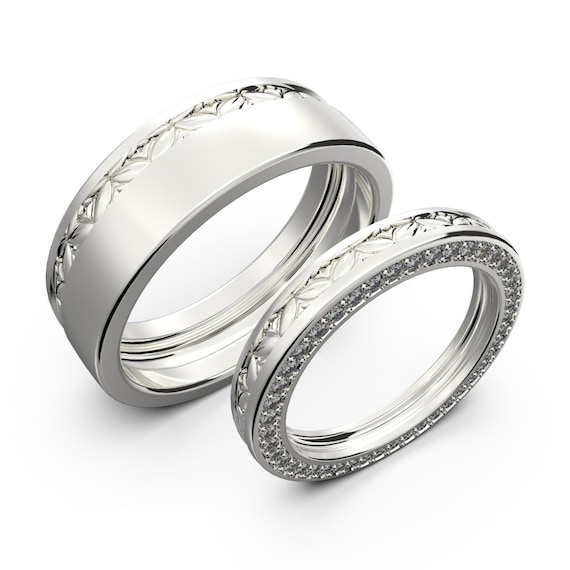 Diamond Wedding Bands H Vs2 White Gold Wedding Bands Etsy