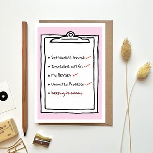 Carte d'anniversaire amusante pour meilleure amie, brunch sans fond, amour du prosecco, faisons la fête, filles qui brunissent, pour la meilleure amie, elle, cadeaux d'anniversaire amusants