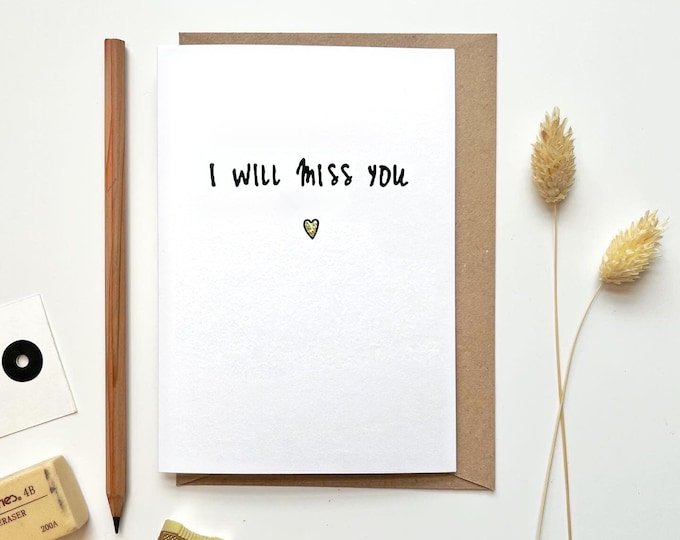 I Will Miss You Card Just Because I Miss You Thinking of You Love Card ...