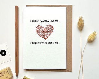 Naughty Rude Valentine Cards for Boyfriend Girlfriend Husband Wife | Funny Anniversary cards for Him Her | Fucking Love You Card | Great sex