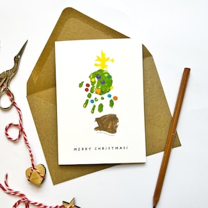 de Noël personnalisée | Téléchargement de photos d'oeuvres d'art pour enfants | Cartes d'art personnalisées | Fait main | Carte de Noël en famille | pour grand-mère