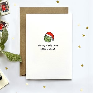 Gepersonaliseerde Merry Christmas Little Sprout | Leuke kerstkaart | Spruitjeskaart | Kaart voor kinderen | Kaart voor vriendin-vriendje
