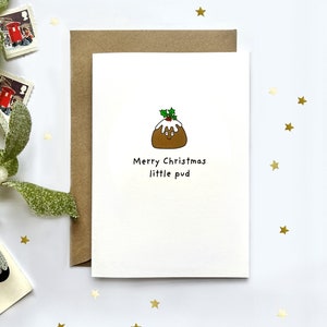 Gepersonaliseerde Merry Christmas Little Pud | Leuke grappige kerstkaart | Kerstpuddingkaart | Kaart voor kinderen | Kaart voor vriendenvrouw
