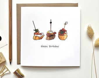 Gepersonaliseerde tapas verjaardagskaart | Tapasgeschenken | Spaanse Tapas Verjaardagskaart | Grappige verjaardagskaart | Spaans dinercadeau | Hou van voedselkaarten