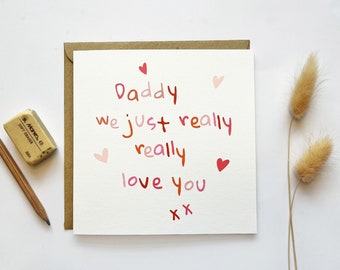 I / We Love You Daddy Valentines Card, Baby First Valentines Day card for Daddy, Valentines Card for Daddy, Valentines card from kids