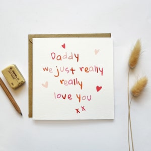 Tarjeta del Día del Padre "Te amamos, papá", primer día del padre para el bebé, tarjeta del Día del Padre para papá, linda tarjeta del Día del Padre de los niños