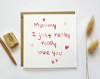I / We Love You Mummy Valentines Card, Baby First Valentines Day card for Mummy, Valentines Card for Mummy, Valentines card from kids