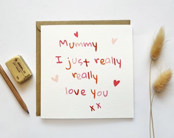 I / We Love You Mummy Valentines Card, Baby First Valentines Day card for Mummy, Valentines Card for Mummy, Valentines card from kids