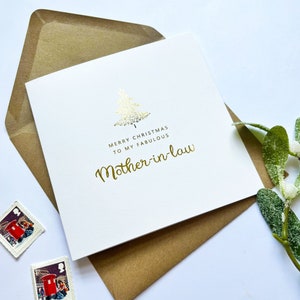Joyeux Noël personnalisé à mon incroyable belle-mère | Carte de Noël en feuille d'or | Merveilleuse et incroyable mère | Pour Maman Maman Maman Nan