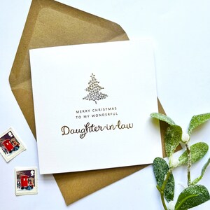 Joyeux Noël personnalisé à mon incroyable belle-fille | Carte de Noël en feuille d'or | Fille merveilleuse | Fabuleux | Pour belle-soeur
