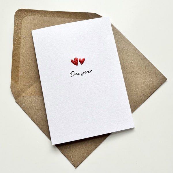 One Year Anniversary card, 1 Year,  for Boyfriend, Girlfriend, Husband, Wife, Partner, Romantic Love Card, Cute Anniversary, Simple Chic