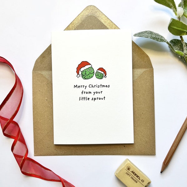 Cute Christmas Card from Son Daughter | For Daddy Mummy | From your Little Sprouts | Card from Children | First Christmas as a Mum Dad