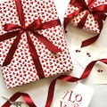 Valentines Wrapping Paper, Red and White Heart Wrapping Paper Sheets 70cm x 50cm, Luxury Eco Gift Wrap, Recyclable, Anniversary Gifts, Fun