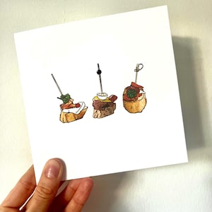 Carte Tapas personnalisée | carte d'anniversaire | Pintxos Pinchos | Cadeau tapas | Carte d'anniversaire espagnole | Cadeau pour le dîner | Nourriture